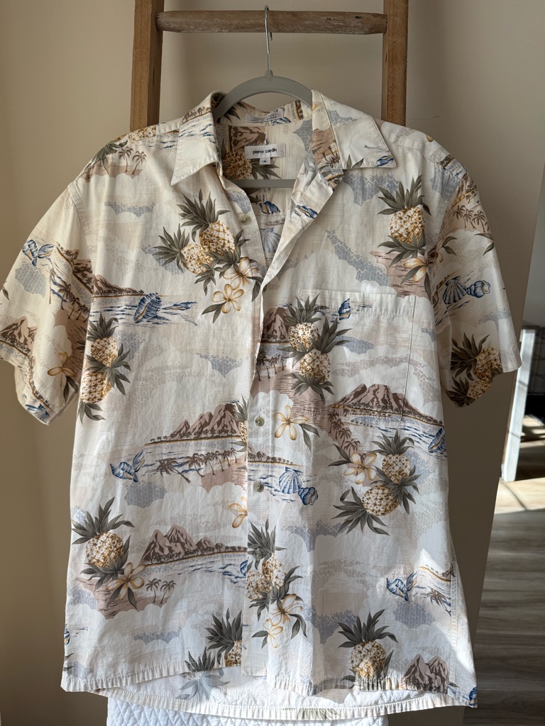 Men's Tropical Pineapple Print Short-Sleeve Shirt - Cream
